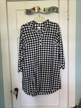 J. Jill Black & White Gingham Mini Shirt Dress Size 1X